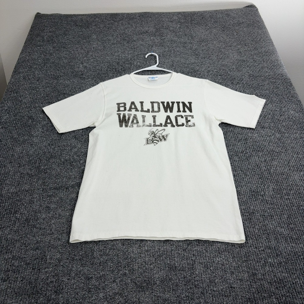 Baldwin Wallace Champion T Shirt Mens L White Cotton Graphic Collegiate Sport - Picture 1 of 8